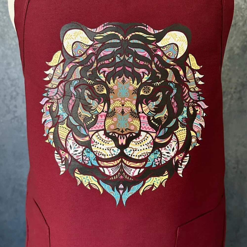 Tiger's Head Print Kitchen Apron